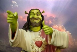 Создать мем: шрек даун, shrek, довольный шрек