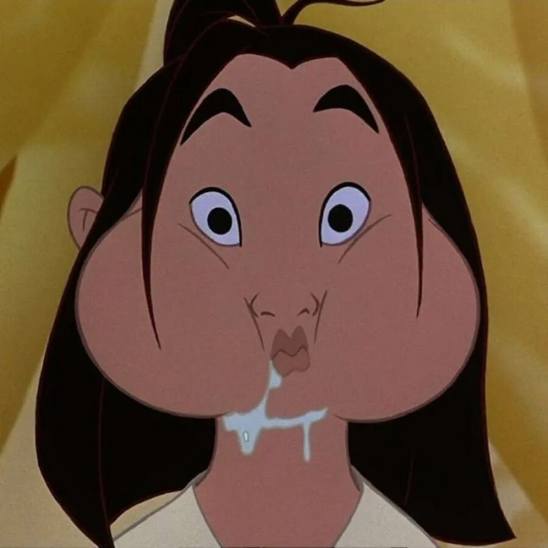 Create meme: mulan characters, disney princesses, mulan with stuffed cheeks