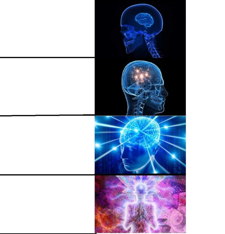 Create meme: brain memes, glowing brain meme, meme overmind template