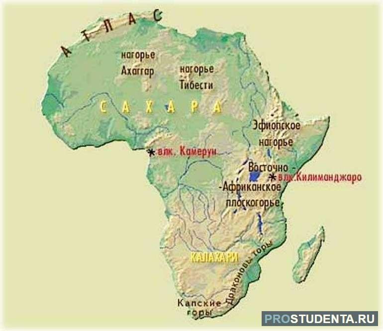 Create meme: map of Africa atlas mountains Draconian Cape, where is the Ethiopian highlands on the map of Africa, mountains of Africa on the map