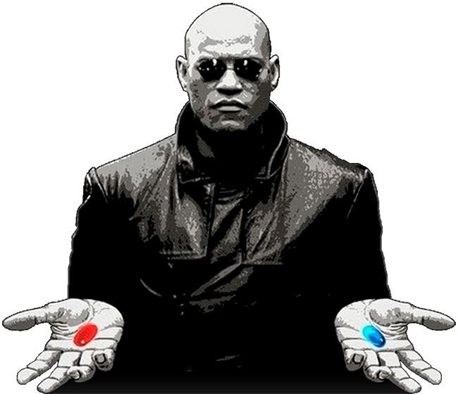 Create meme: Morpheus two pills, morpheus red and blue pill, Morpheus 2 tablets