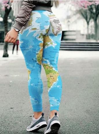 Create meme: leggings with a world map, the ass of the world, cool pants