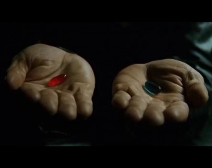 Create meme: red and blue pill meme, red or blue pill matrix, Morpheus red or blue
