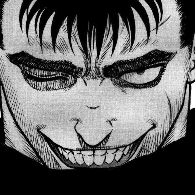 Create meme: manga berserk gats, gats smiles berserk 1997, Gats berserk smile