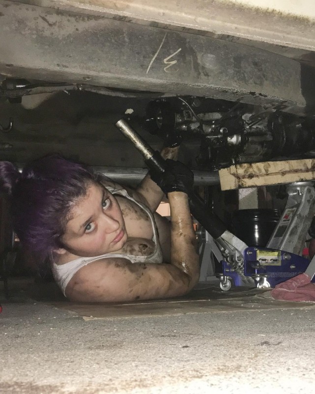 Create meme: car mechanic girl, girls with cars, girl 