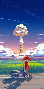 Создать мем: весёлые аниме, ядерный гриб, наконец то ядерный взрыв