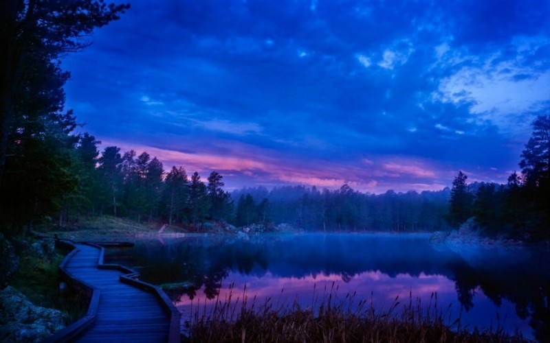 Create meme: sunset landscape, nature lake, night lake