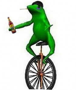 Создать мем: жаба на велосипеде, лягушка на одноколесном велосипеде, dat boi
