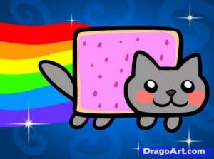 Create meme: yum and, cat step, nyan cat