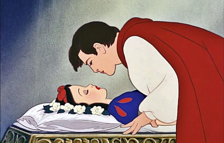 Create meme: sleeping snow white disney, snow white, snow white kiss