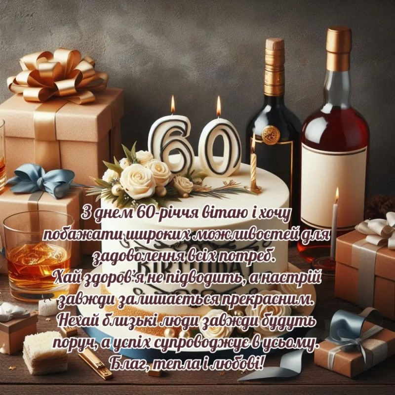 Create meme: congratulations to a man 60 years old, A man's birthday is 60 years old, 60th anniversary for a man postcard