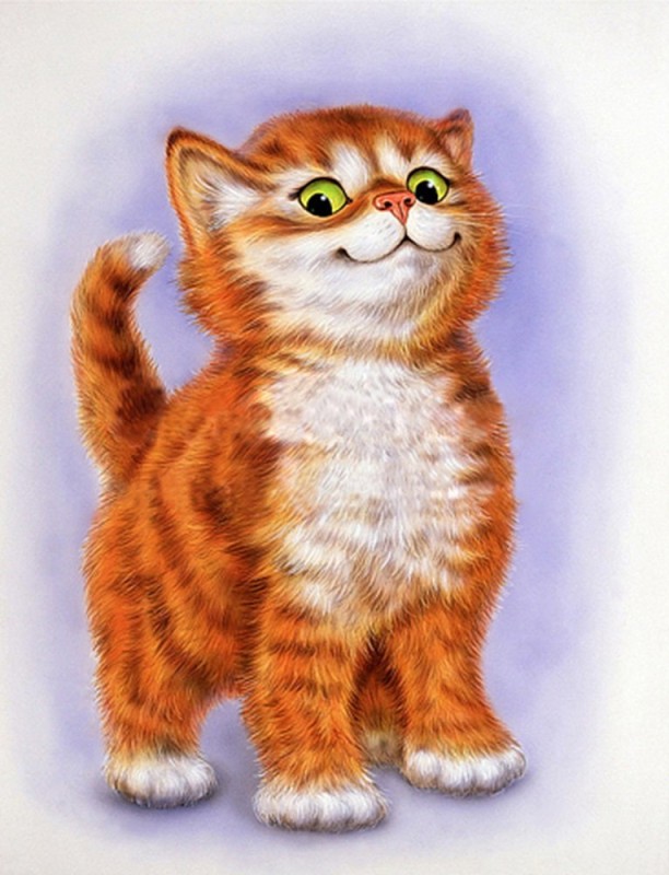 Create meme: The red-haired cartoon cat, red kitten drawing, kitten redhead