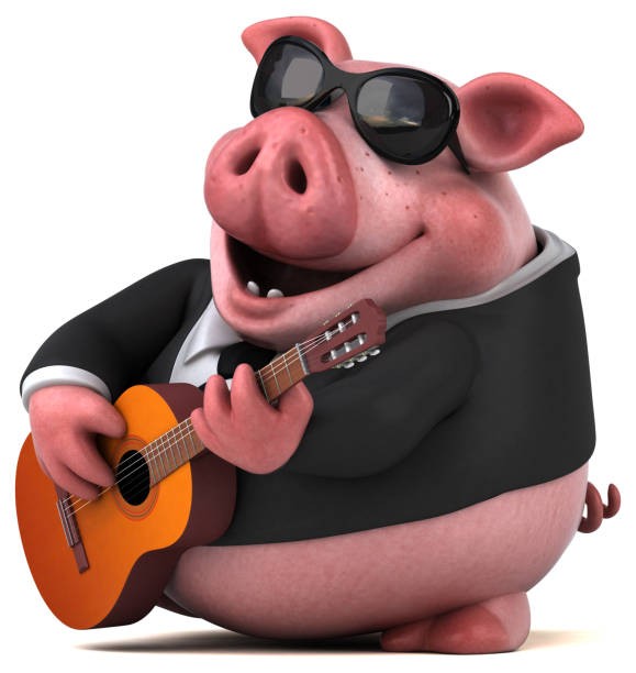 Создать мем: свинья в пиджаке, веселая свинья, свинья музыкант