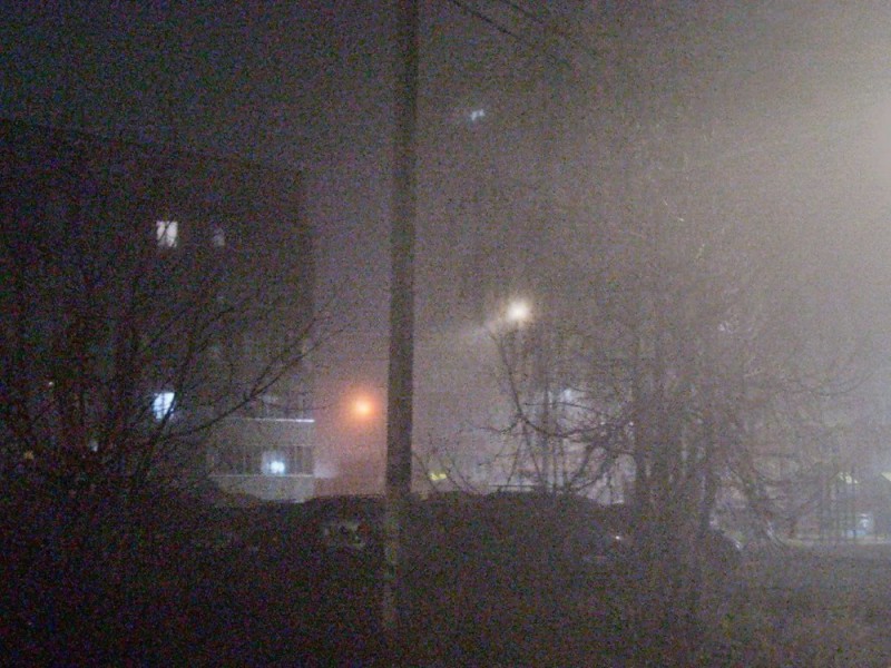 Create meme: night , street , in the fog