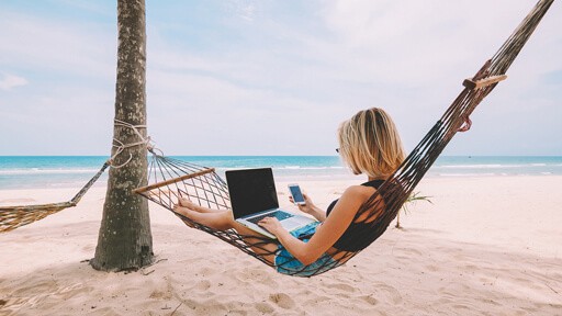 Create meme: work and leisure, beach vacation , freelancer at sea