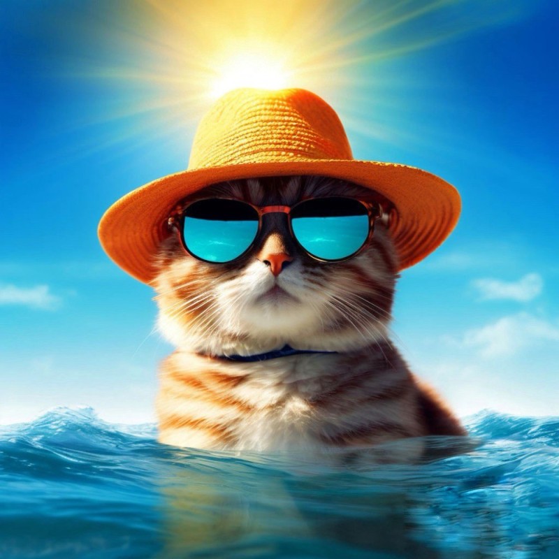 Create meme: a cat with glasses at sea, cats are cute, animals cute