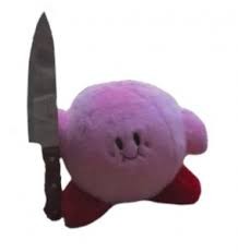 kirby plush with knife