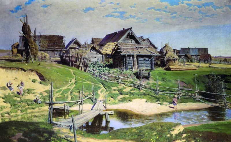 Create meme: "Russian village", 1889 polenov Vasily dmitrievich (, polenov russian village, Polenov mill painting