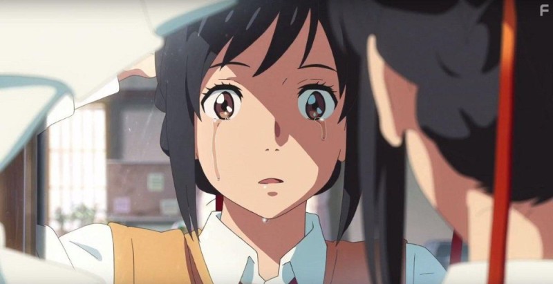 Create meme: your name, Your name is Mitsuha crying, Your name is the poster