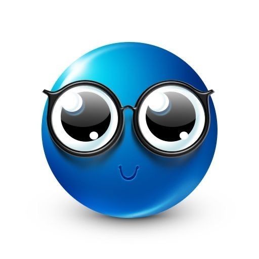 Create meme: blue emoji, Smiley face with glasses, emoticons are blue