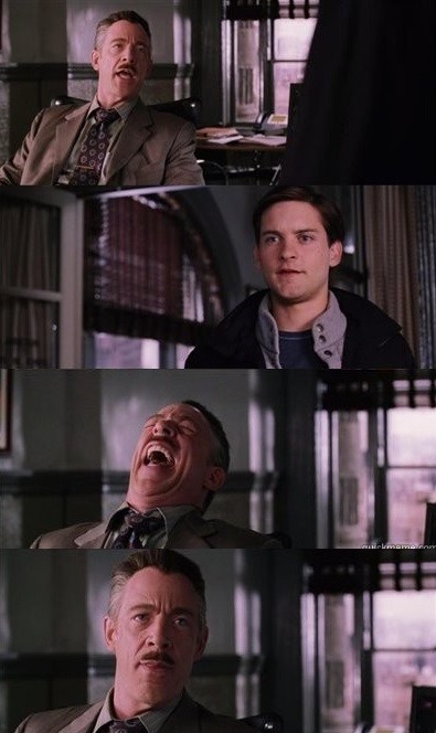 Create meme: spider-man J. Jonah jameson, J. Jonah jameson laughs, J. Jonah jameson