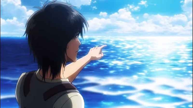 Create meme: Sea attack of the Titans, Eren Yeager the sea, Eren Jaeger the sea