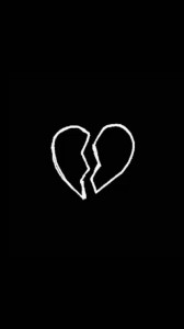 Create meme: black background with a broken heart