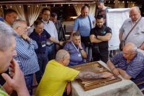 Create meme: backgammon game, people , Armenians play backgammon