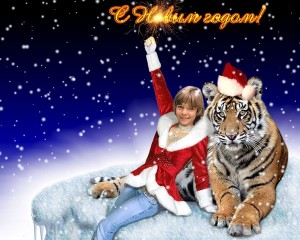 Создать мем: с наступающим новым годом, новогодний тигр фото, на новый год
