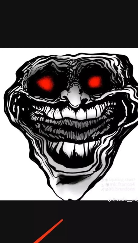 Create meme: trollface horror, trollface is a scary background, scary face trollface