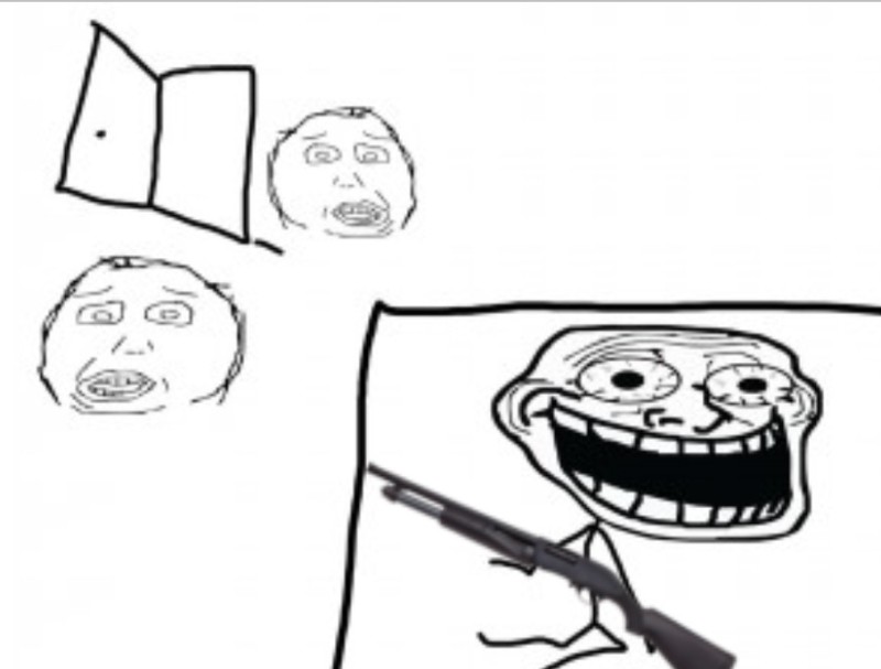 Create meme: meme trollface with a gun, trollface with a gun, memes trollface 