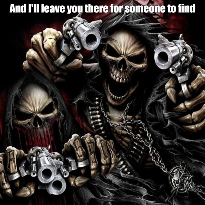 Create meme: skull with guns, skeleton with a gun, angry skeleton 