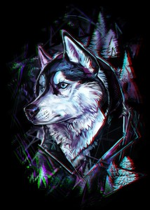 Create meme: the wolf glitch, husky art, wolf