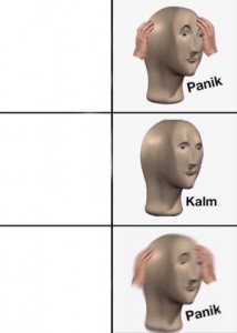 Create meme: panic meme mannequin head, meme, memes
