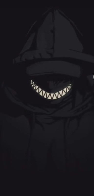 Создать мем: улыбка в темноте арт, аниме темное, чёрный силуэт с жуткой улыбкой