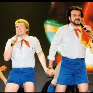 Create meme: artists, Philip Kirkorov and Nikolai Baskov pioneers, Baskov and Kirkorov pioneers