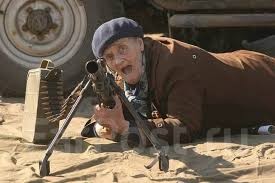 Create meme: grandma with a gun, grandmother with a machine gun, granny with a gun