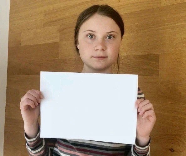 Создать мем: девушка с листом бумаги в руках, грета тунберг, девушка с листом