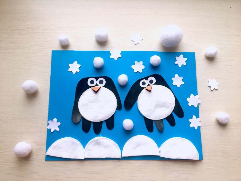 Create meme: winter applique for children, winter crafts penguins, application penguin senior group