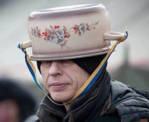 Create meme: Maidan pans, gastroenerology on independence, saucepan on his head