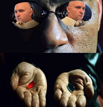 Create meme: Morpheus blue pill, Morpheus is a choice between the two pills, Morpheus two pills