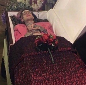 Create meme: lil peep the funeral, lil peep in the coffin, Lil PIP's funeral