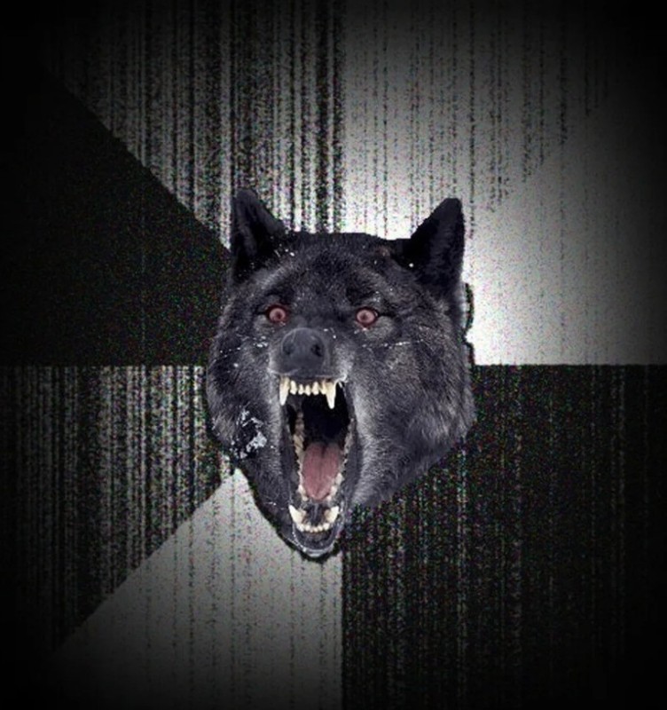 Create meme: crazy wolf meme, bad wolf meme, daring wolf meme