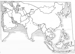 Политическая карта азии черно белая