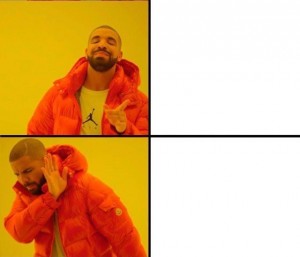 Create meme: drake memes, meme with a black man in the orange jacket, drake yes no