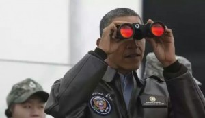 Create meme: Obama with binoculars