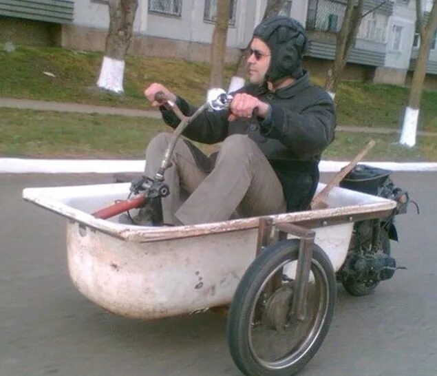 Create meme: trough on wheels, The car is a joke, a bathtub on wheels