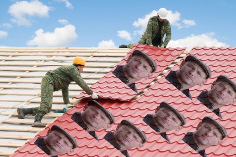 Create meme: installation of metal roofing, the installation of the roof, roofing works