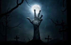 Create meme: horror, horror, zombie hand from the grave