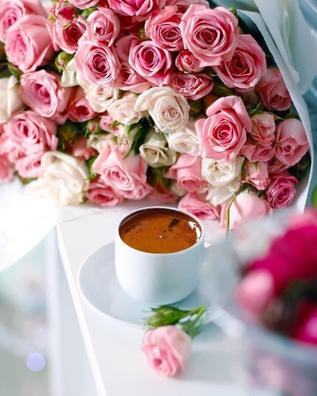 Create meme: morning flowers, morning roses, good morning roses